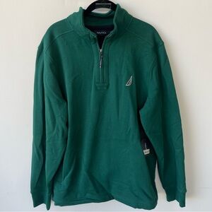 NWT Nautica Solid 1/4th Zip Fleece Pullover Sweatshirt size XL in Deepspruce